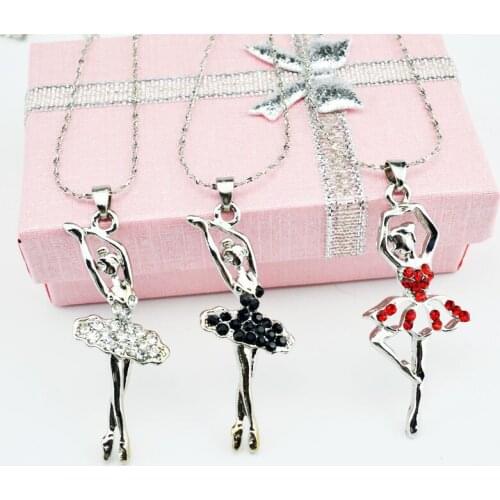 6PCS/LOT Crystal Necklace Pendant Necklace Ballet Girl Jewelry Best Friend Necklace Fashion Necklace For Women Womens Jewelry