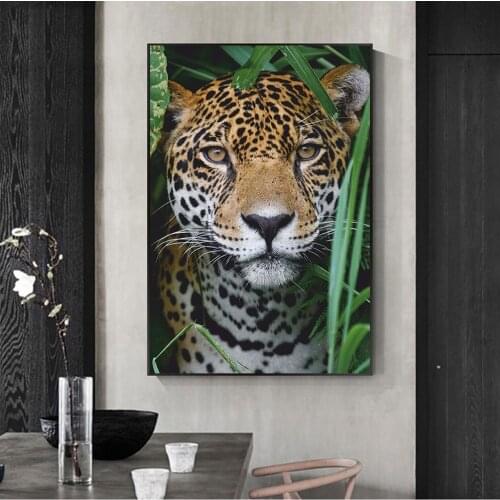 Animal Abstract Picture Leopard in Jungle Canvas Poster Nordic Print Leopard Wall Art Painting Modern Living Room Home Decor