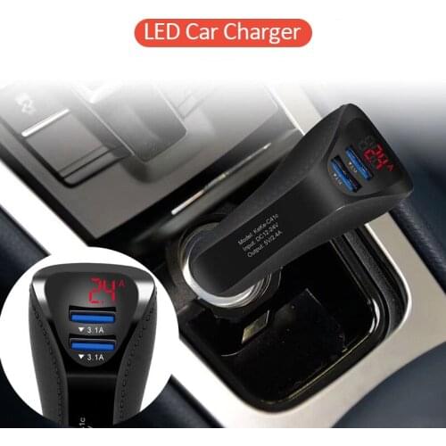 Digital Display 2 USB Car Charger Lighter Socket 3.1A Charging Adapter Converters For Car Lighter Accessories For Phone