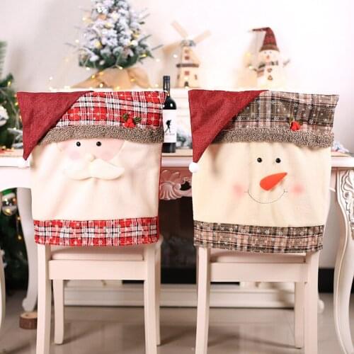 Cartoon Snowflake Santa Snowman Christmas Chair Cover Kitchen Table Chair Covers Xtmas Happy New Year Home Hotel Party Decor