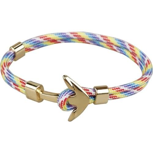 Color Rope Gold Anchor Bracelet Rope Bracelet for Women Men Boy Girl