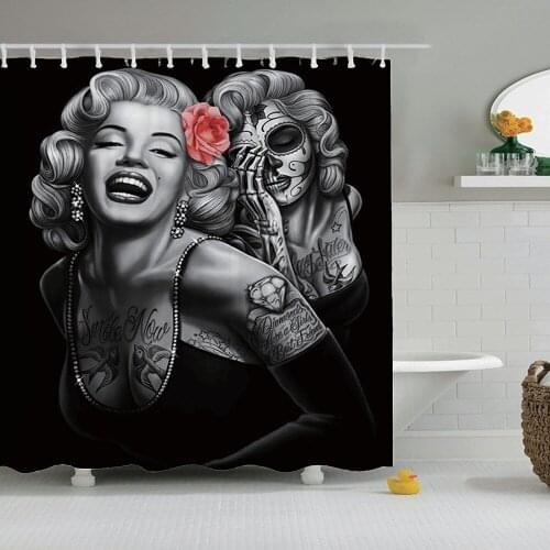 Dafied Sugar Skull Bathroom Shower Curtain Beautiful Girl Fabric 3D Funny Waterproof Nice Decoration