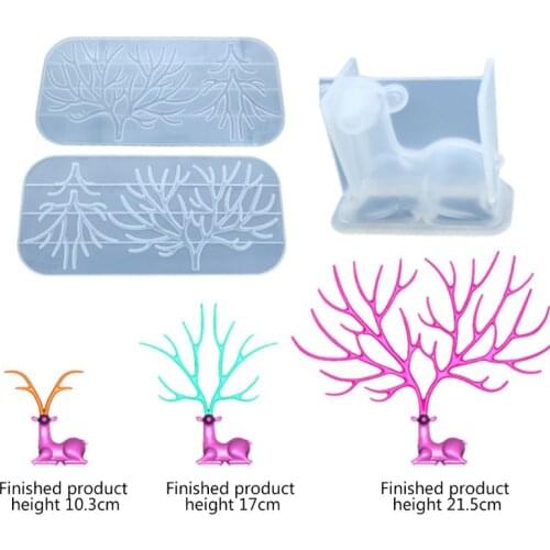 DIY Crystal Epoxy Molds Handmade Table Decorations Jewelry Making Mold Deer Tree Branch Shape Silicone Mould