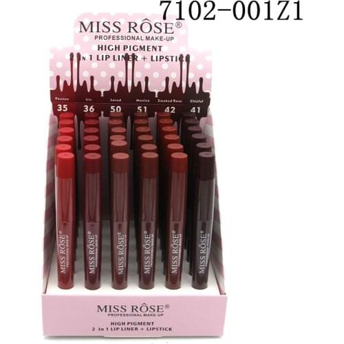 Double end lip pencil,One lipstick and one lip liner, The tube color is the same as the inner material ,mix 6 colors of 36pcs in