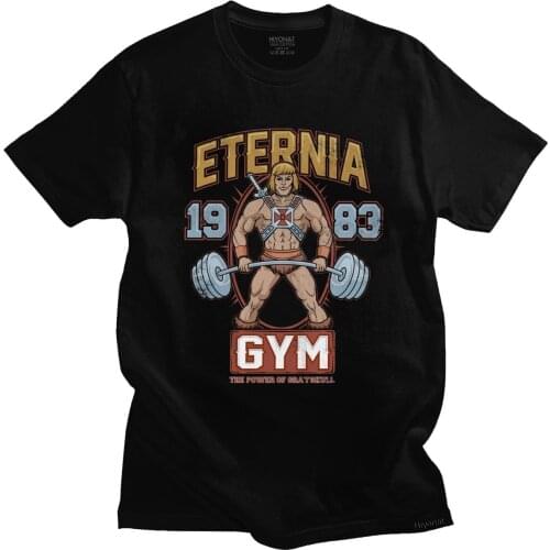 Vintage He-Man Masters Of The Universe T Shirt for Men Short Sleeve Eternia Gym Tshirt 100% Cotton T-shirt 80s Anime Tee Clothes