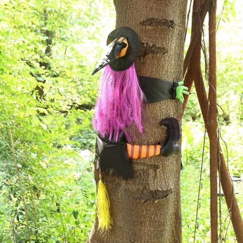 Halloween new witch doll Crashing Witch Into Tree Halloween Decoration Door Porch Tree Decoration