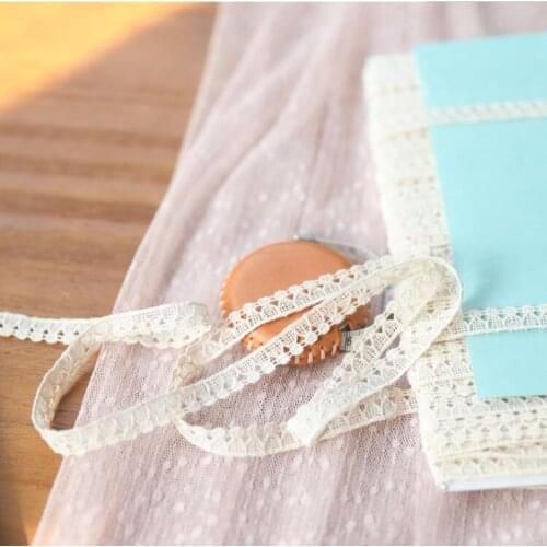 3 Meters Cotton Beig Flower Lace Trims Water Soluble Cotton Lace Ribbon Diy Sewing Garments Hometexile Fabric Ornaments 1cm