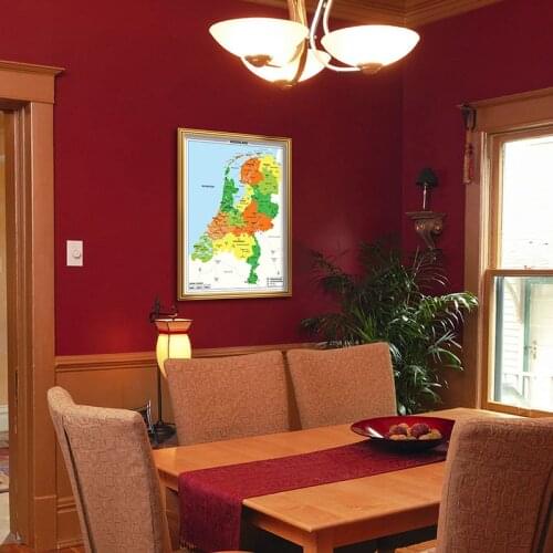 Netherlands Map HD Canvas Painting Dutch Series 59*84cm Wall Poster Home Decor for School Supplies Birthday Gift