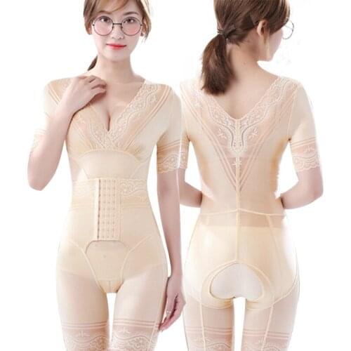 Lace V Neck Slimming Bodysuits Women Shapewear Arm Thigh Body Shapers Belly Control Waist Trainer Cinchers Underwear Lingerie