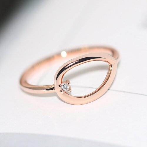 Creative Water Drop Shaped Rings For Women Simple Copper Rose Gold Color Party Gift Fashion Jewelry R907