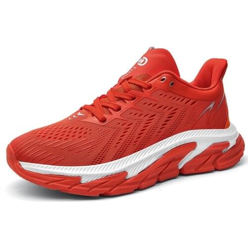 Fashion Mens Running Shoes Men Breathable Sneakers Flat Non-slip Sock Loafers Shoes Tenis Gym Training Casual Red Bottom Shoes