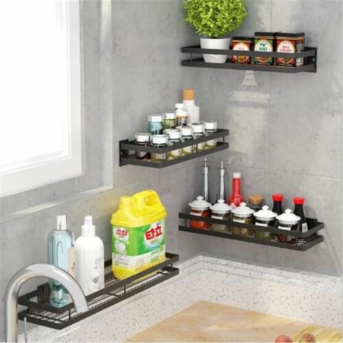 Kitchen Organizer Wall Mounted Basket Hanging Spice Rack Metal Space Saving Shelf