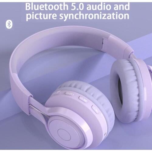 Head-Mounted Wireless Earphones LED Luminous Bluetooth Headset With Mic Music Headphones Foldable Stereo Kids Earbud Gift