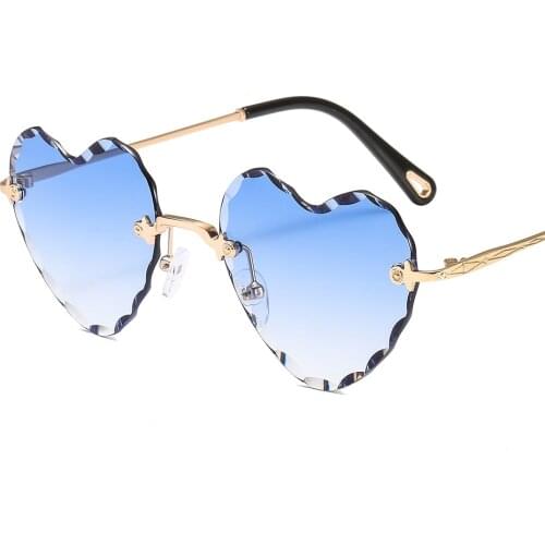 2021 New Fashion Heart Sunglasses Women Men Trend Gradients Luxury Elegant Alloy Metal Frame Color Lens Red Quality Sun Glasses