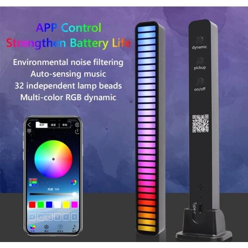 Voice-activated Rhythm Light Stick 32-Bit RGB Audio Spectrum Bar Pickup Ambient DJ LED Display Rhythm Pulse Colorful Signal