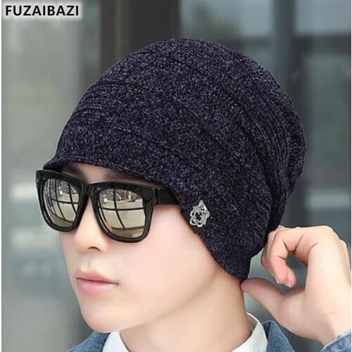 FUZAIBAZI New Winter Chenille Beanie Hat Mens Womens Fashion Leisure Outdoor Ski Cap Warm Ear Protection Brand Knitted Hats
