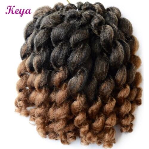 Ombre Jamaican Bounce Crochet Hair 8 Inch Jumpy Wand Curl Crochet Braid 22 Roots Synthetic Crochet Hair Extension for Women