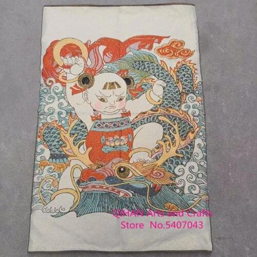 Portrait of Nezha, brocade portrait, Buddhist Taoist figure portrait, antique painting, living room decoration painting