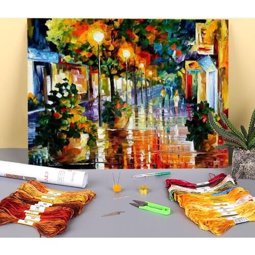 Wander After The Rain Pre-Printed 11CT Cross Stitch Patterns Embroidery DMC Threads Painting Sewing Handicraft Decor