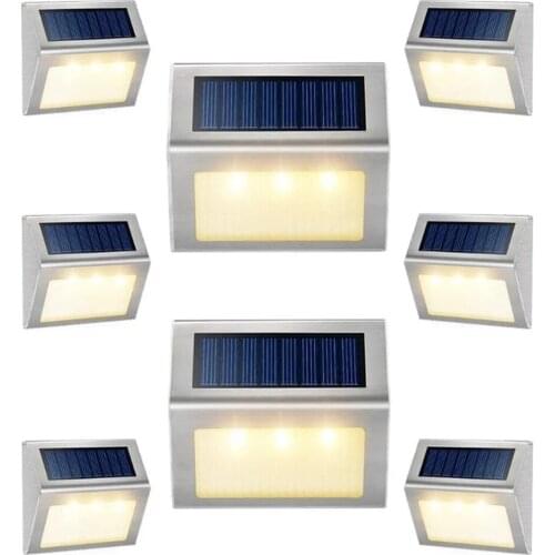 LED Solar Stair Lamp1/2/4pcs Waterproof Outdoor Garden Pathway Yard Patio Stairs Steps Fence Lamps Christmas Solar Night Light
