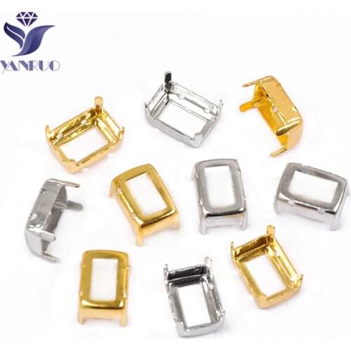 YANRUO 4600 4610 4627 Octagon DIY Crafts Sewing Metal Silver Gold Claw Settings Strass Crystal Rhinestones For Clothing