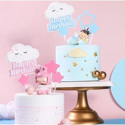 1PC Cloud Happy Birthday Cake Toppers Decor for Wedding Birthday Baby Shower Cake Toppers Birthday Cakes Supplies Birthday