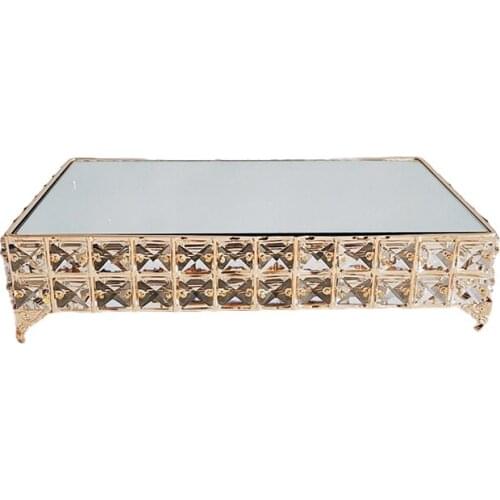 1pcs gold silver color Square Crystal wedding cake stand new cake plate