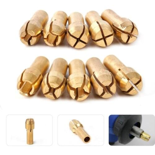 10pcs Mini Drill Brass Chuck Collet Drill Bit 0.5/ 0.8/ 1.0/ 1.6/ 1.8/ 2.0/2.2/ 2.4/ 3.0/ 3.2mm Set Fit Nut