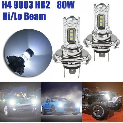 2pcs/set Car H4 9003 HB2 Fog Driving Lights LED Headlight 80W High/Low Beam DRL 90W White Super Bright Bulbs Universal Parts