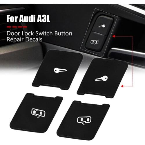 2pcs Matte Black Car Door Lock Control Switch Button Repair Stickers Decals For Audi A3L Fixed Ugly Button Car Stickers