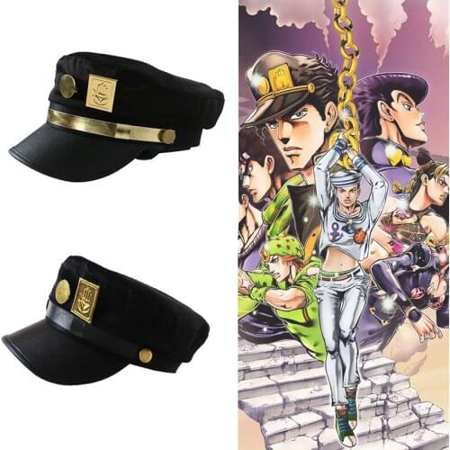 Anime JoJos Bizarre Adventure Hat Adult Unisex Cosplay Kujo Jotaro Cap Badge Brooch Pin Props Men Women Gift Accessories