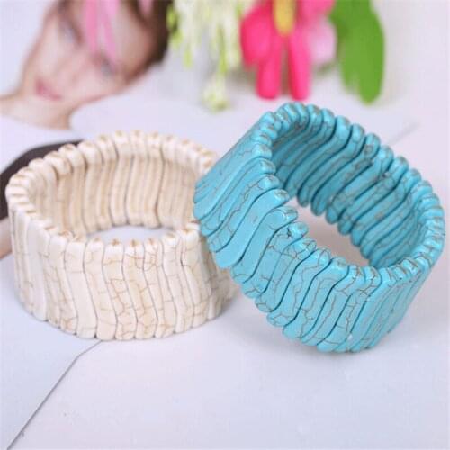 New Boho Natural Stone Bracelets For Women Men Elastic Bohemian Heavy Stone Bracelet Bangles Female Jewelry Party Gift