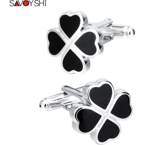 SAVOYSHI Fashion Mens Shirt Cufflinks Black Enamel Cuff buttons High Quality Cuff links Wedding Groomsmen Gift Free Custom Name