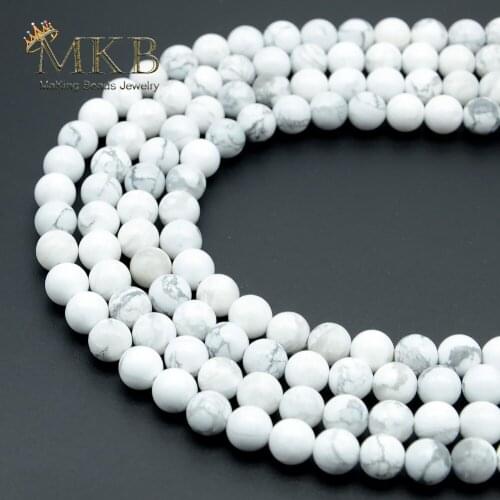 Natural Stone White Turquoises Howlite Round Beads For Beads Jewelry Making 4 6 8 10 12mm Gem Loose Beads Diy Bracelet Wholesale