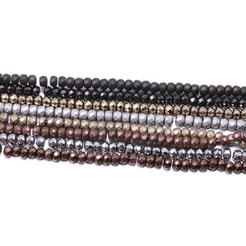 Natural Stone Hematite Beads Oblate Shape Loose Spacer Beads for Jewelry Making DIY Bracelet Necklace Accessories Size 2x3mm