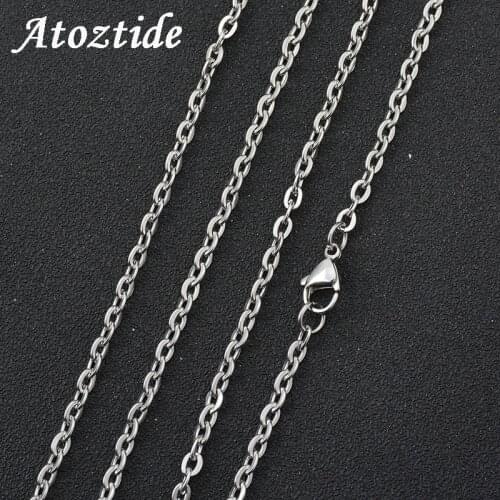 Atoztide 2-3mm 50-60cm Minimalist Stainless Steel O Chain Necklace Curb Cuban Tone Rolo Llink Chain For Male Hiphop Jewelry