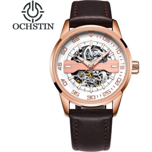 OCHSTIN Gorgeous Top Brand Fashion Genuine Leather Automatic Mechanical Watches Men Relogio Masculino Sport Business Wristwatch