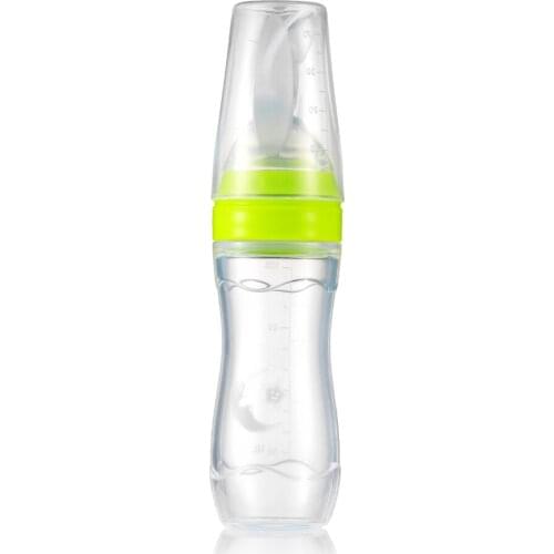 120ml Baby Bottle Toddler Leak-proof Silicone Feeding Bottle With Spoon Food Supplement Juice Drink Water Bottle BPA Free PP