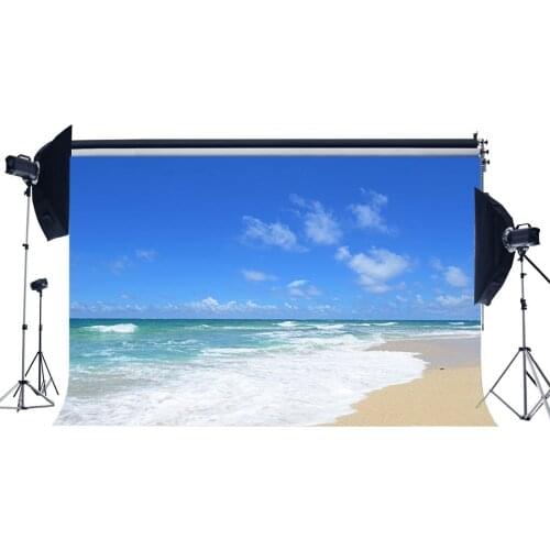 Seaside Sand Beach Backdrop Waves Blue Sky White Cloud Nature Romantic Summer Holiday Journey Ocean Background