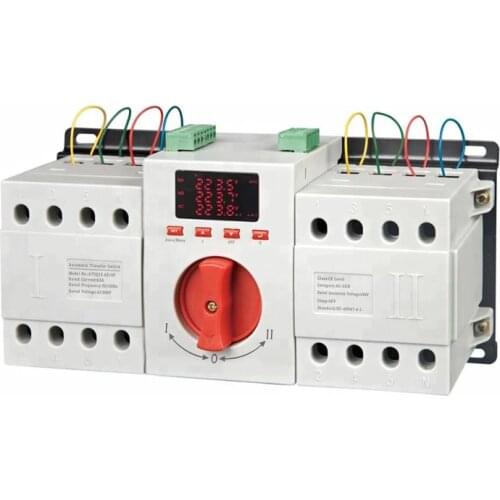 Intelligent 4P ATS 63A 3 phase 4 wire dual power automatic transfer switch with fire forced switching (active DC24V) output