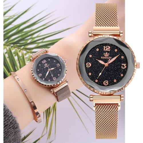 Fashion Women Watch Magnet Buckle Milan Mesh Strap Watch Women Luxury Starry Sky Dail Ladies Decorative Watch Reloj De Mujer