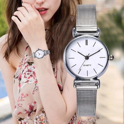 Fashion Women Simple Silver Mesh Belt Wrist Watch Casual Luxury Female Dress Watches Vansvar Clock Relogio Feminino Dropship
