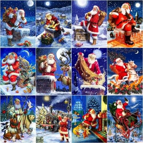 CHENISTORY Santa Claus Diy Painting By Numbers Kit Oil Paints For Adult Drawing On Canvas Handpainted Art Christmas Gift Home De