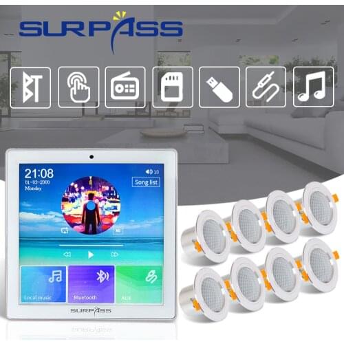 Bathroom Home Audio Mini Wall Amplifier Bluetooth 8*10W Hifi Sound Stereo Fm Radio Touch Amp Moisture-proof PA Ceiling Speaker