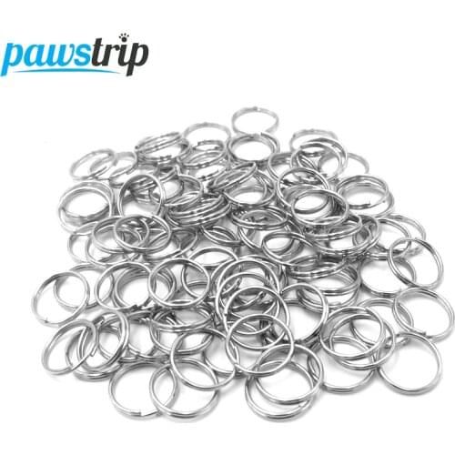 Pawstrip 10mm Dog Tag Ring Split Key Rings Round Ring For Dog Tags Collar Pet Cat Dog Collar Accessories Key Chains Tags