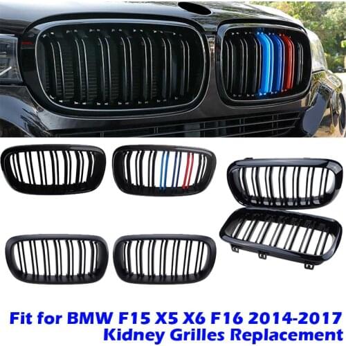 Front Hood Kidney Grille Bumper Black Dual Grill Fit For BMW F15 X5 X6 F16 2014-2017 ,Car accessories Replacement Part