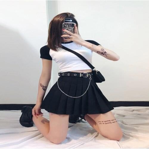 Pleated Skirt Black High-waisted Skirt Short Zipper Mini Skirt For Women Fashionable Summer Bottom 2020 Cool Girl Pleated Skirt