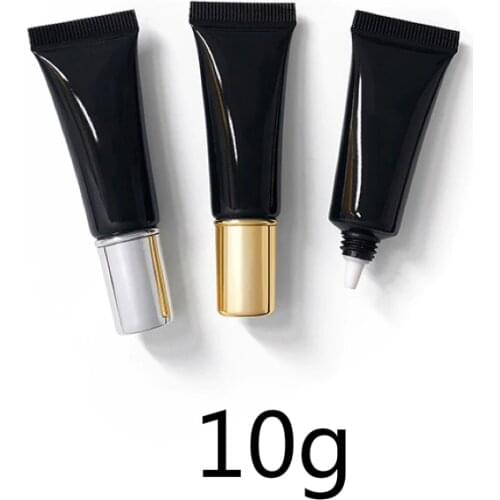 10pcs 10g Black Cosmetic Container 10g Empty Plastic Squeeze Bottles Makeup Eye Cream Lotion Packaging Soft Tube Free Shipping