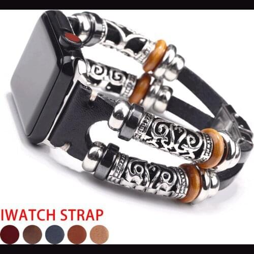 Watchband for Apple Watch Leather Iwatch 5 44mm 40mm Bracelet for Apple Watch Series 6 4 SE 3 Band 38mm 42mm Retro Wrist Band
