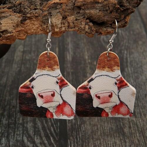 Retro Farm Cow Dairy Cow Animal American Western Cowboy Style Retro Leather Earrings European Style PU Earrings